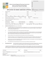 Document preview: Application for Minor Subdivision Approval - Warren County, Ohio