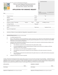 Document preview: Application for Variance Request - Warren County, Ohio
