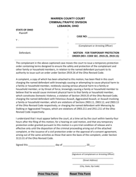 Document preview: Motion for Temporary Protection Order - Warren County, Ohio