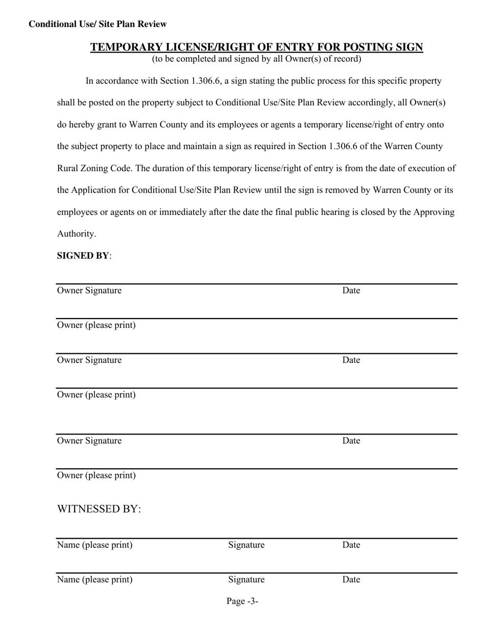 Application for Conditional Use and Site Plan Review - Warren County, Ohio, Page 3