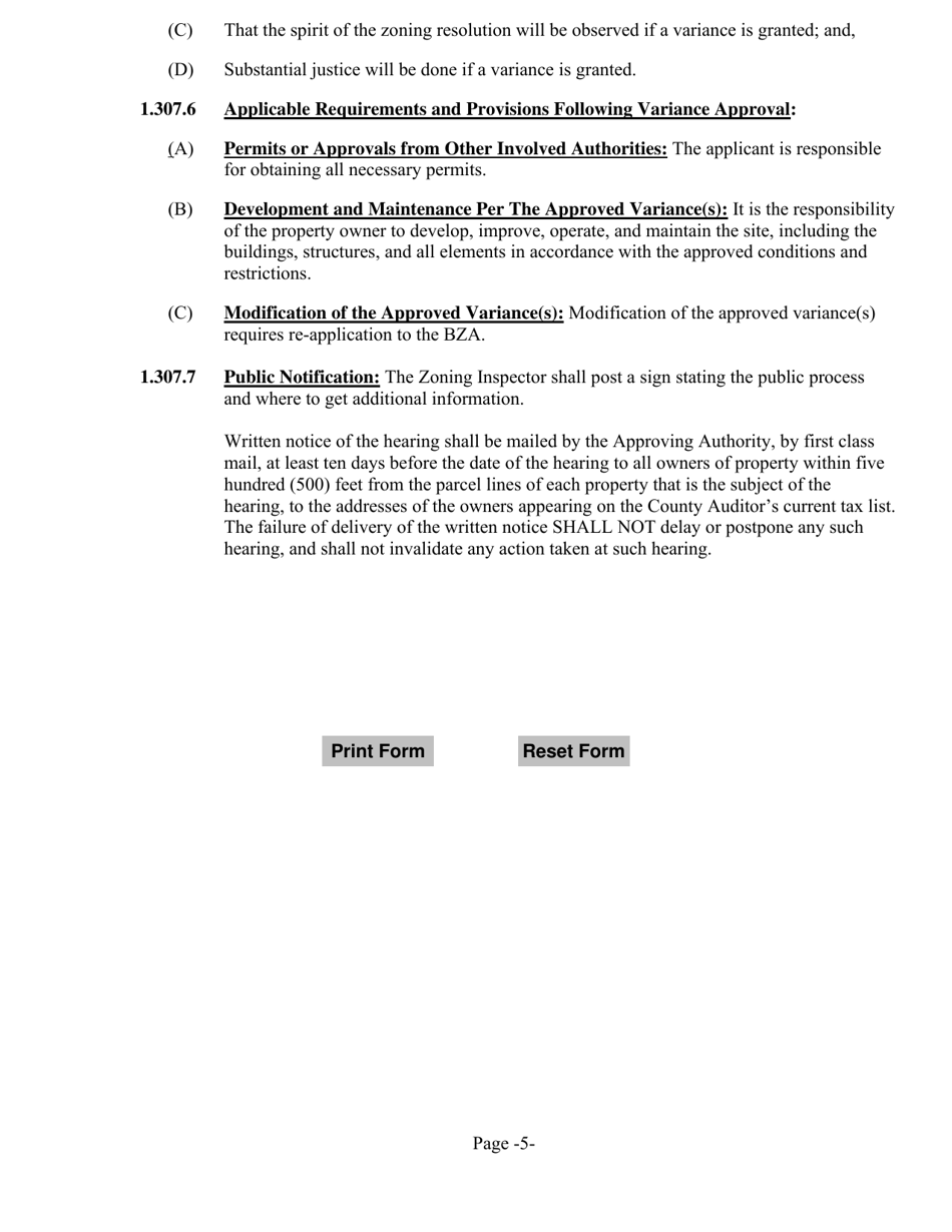 Application for Variance - Warren County, Ohio, Page 4