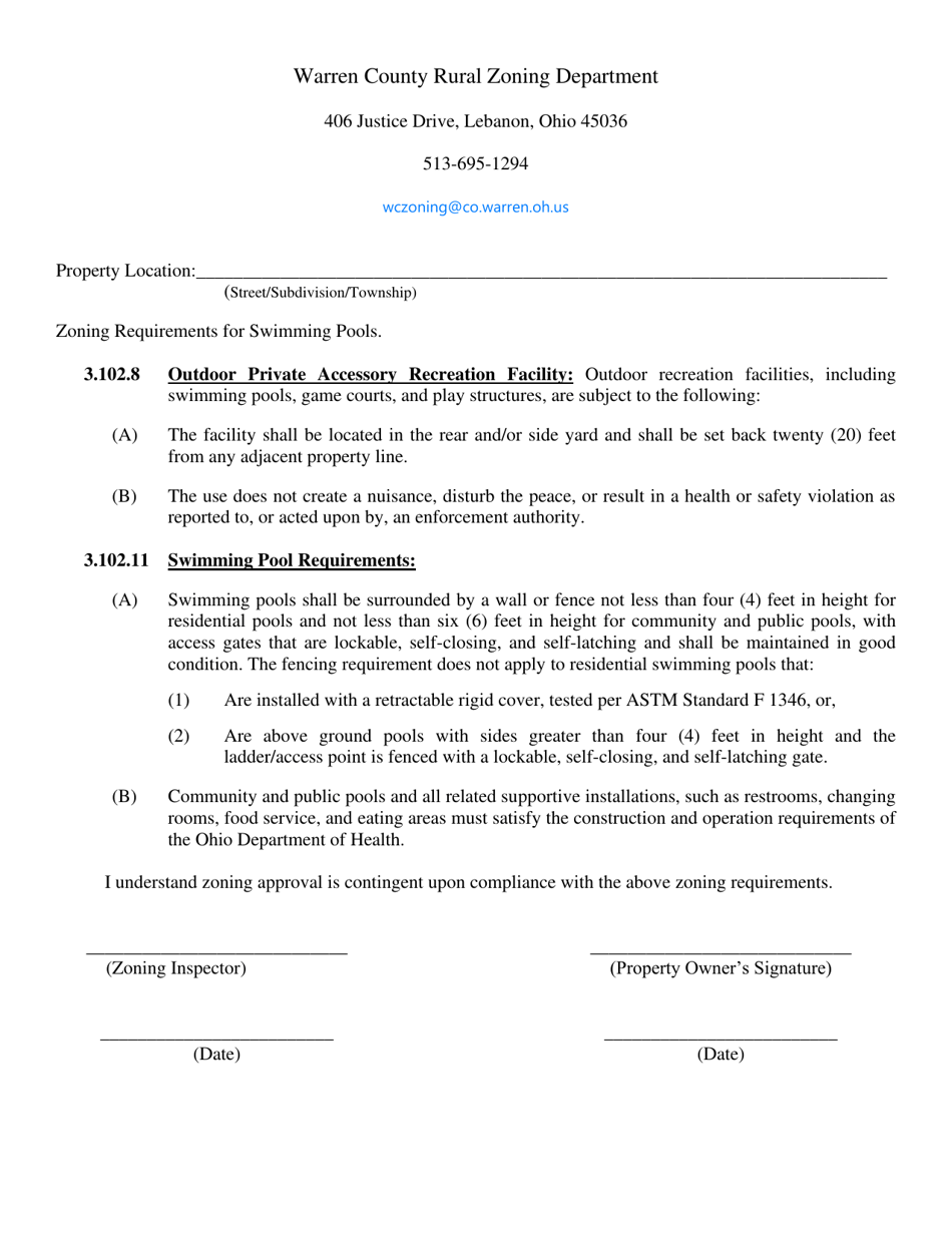 Swimming Pool Application - Warren County, Ohio, Page 1