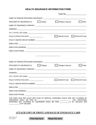 WCJC Form 2.0 Health Insurance Information Form - Warren County, Ohio