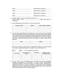 WCJC Form 3.0 Information for Parenting Proceeding Affidavit - Warren County, Ohio, Page 2
