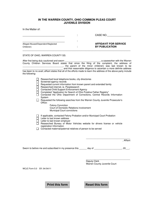 WCJC Form 5.0  Printable Pdf
