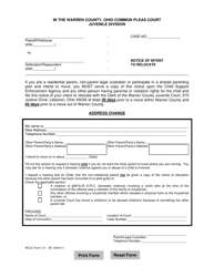 WCJC Form 7.0 Notice of Intent to Relocate - Warren County, Ohio