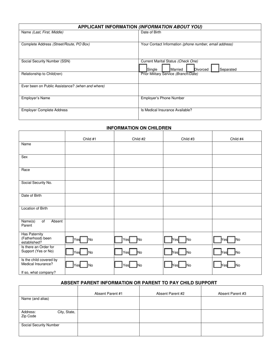 WCJC Form 11 Application for Child Support Services - Non-public Assistance Applicant / Recipient - Warren County, Ohio, Page 2