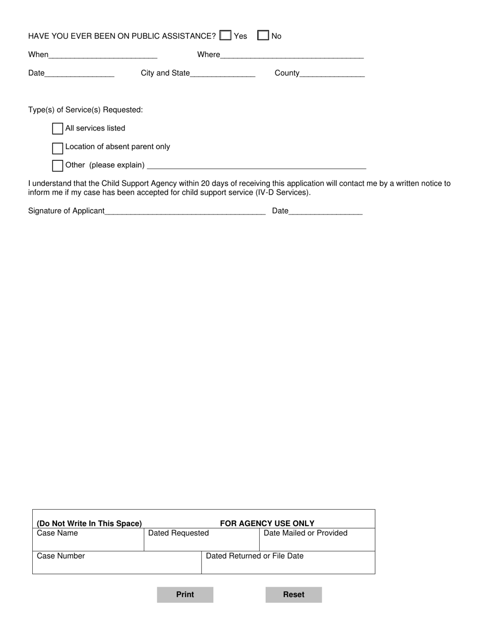 WCJC Form 11 Application for Child Support Services - Non-public Assistance Applicant / Recipient - Warren County, Ohio, Page 4