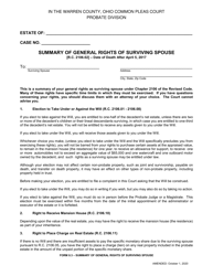 Form 8.3 Summary of General Rights of Surviving Spouse - Warren County, Ohio