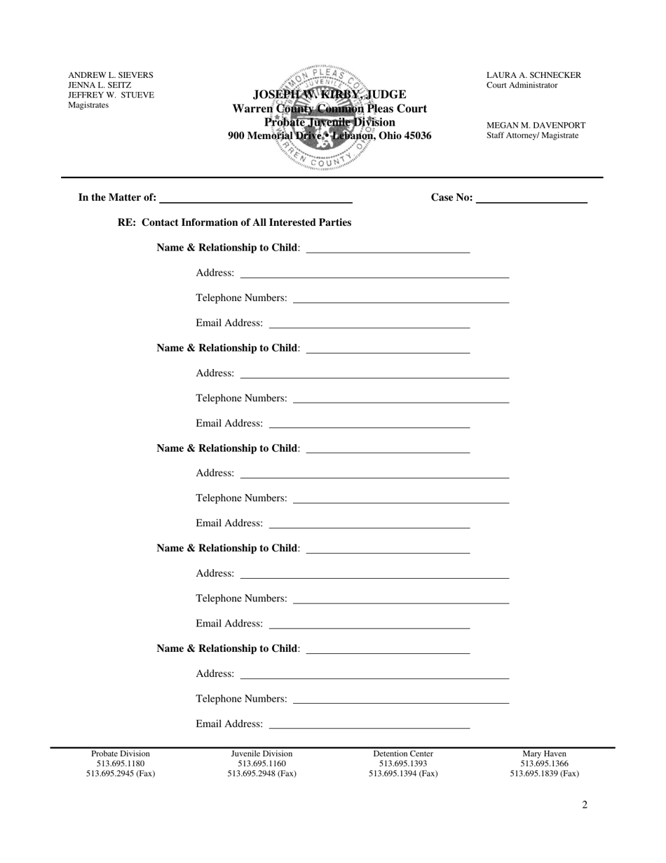 Warren County, Ohio Grandparent Power of Attorney and Caretaker