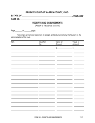 Document preview: Form 13.1 Receipts and Disbursements - Warren County, Ohio