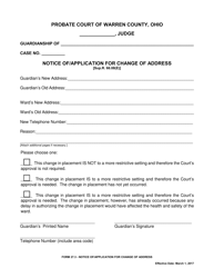Document preview: Form 27.3 Notice of/Application for Change of Address - Warren County, Ohio