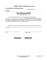 Document preview: Form 18.6 Final Decree of Adoption (After Interlocutory Order) - Warren County, Ohio