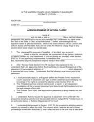 Document preview: Form 19.6 Acknowledgment of Natural Parent - Warren County, Ohio