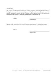 Form 102.0 Application for the Correction of a Marriage Record - Warren County, Ohio, Page 2