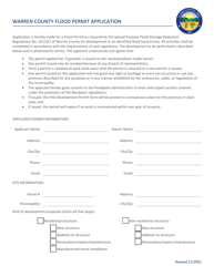 Document preview: Warren County Flood Permit Application - Warren County, Ohio
