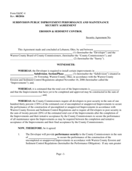 Document preview: Form E&SC-4 Subdivision Public Improvement Performance and Maintenance Security Agreement - Erosion & Sediment Control - Warren County, Ohio