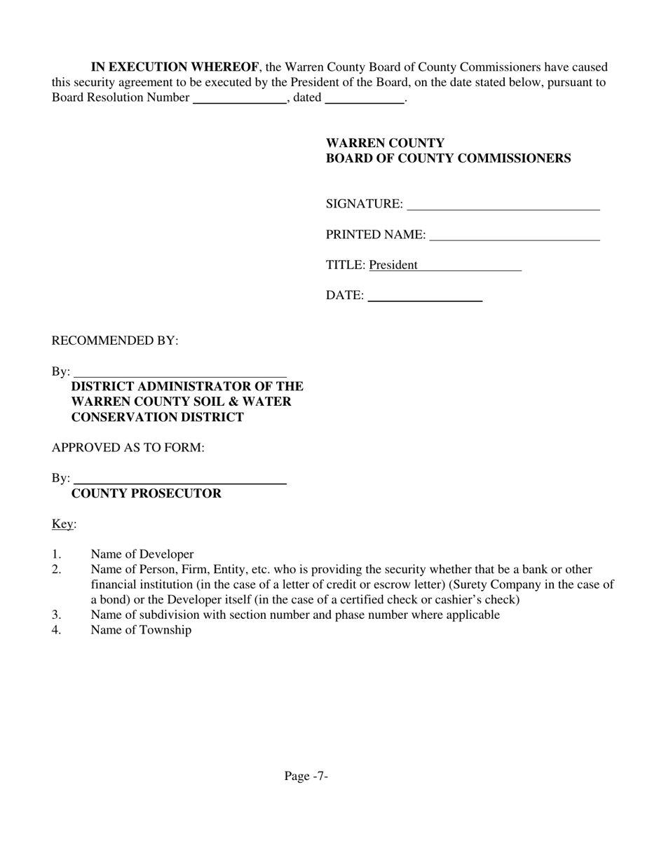 Form ESC-4 Subdivision Public Improvement Performance and Maintenance Security Agreement - Erosion  Sediment Control - Warren County, Ohio, Page 7