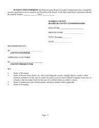 Form SW-2 Subdivision Public Improvement Performance and Maintenance Security Agreement - Sidewalks - Warren County, Ohio, Page 7
