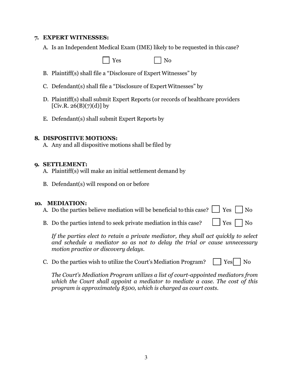 Civil Rule 26(F) Conference Report and Discovery Plan - Wake County, Ohio, Page 3