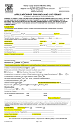 Form 43-15 Application for Building/Land Use Permit - Orange County, Florida