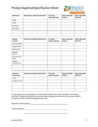 Product Approval Specification Sheet - Orange County, Florida, Page 2