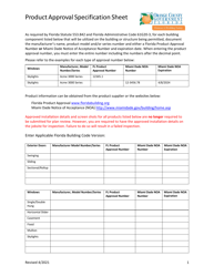 Document preview: Product Approval Specification Sheet - Orange County, Florida