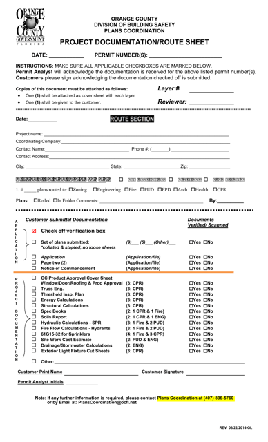 Project Documentation / Route Sheet - Orange County, Florida Download Pdf