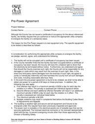 Document preview: Pre-power Agreement - Orange County, Florida
