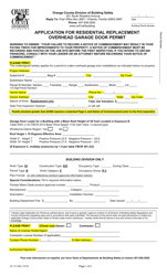 Document preview: Form 23-112 Application for Residential Replacement Overhead Garage Door Permit - Orange County, Florida