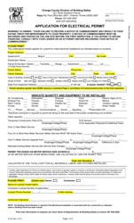Document preview: Form 23-30 Application for Electrical Permit - Orange County, Florida