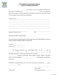 Document preview: Agent Authorization Form - Orange County, Florida