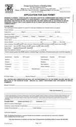 Form 23-46 Application for Gas Permit - Orange County, Florida