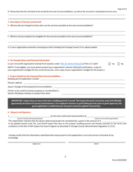 Application for Impact Fee Grant for Qualified Non-profit Organizations - Orange County, Florida, Page 2