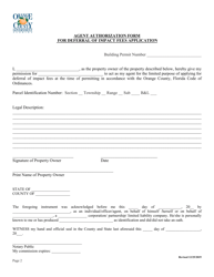 Residential Deferred Impact Fee Application - Orange County, Florida, Page 2