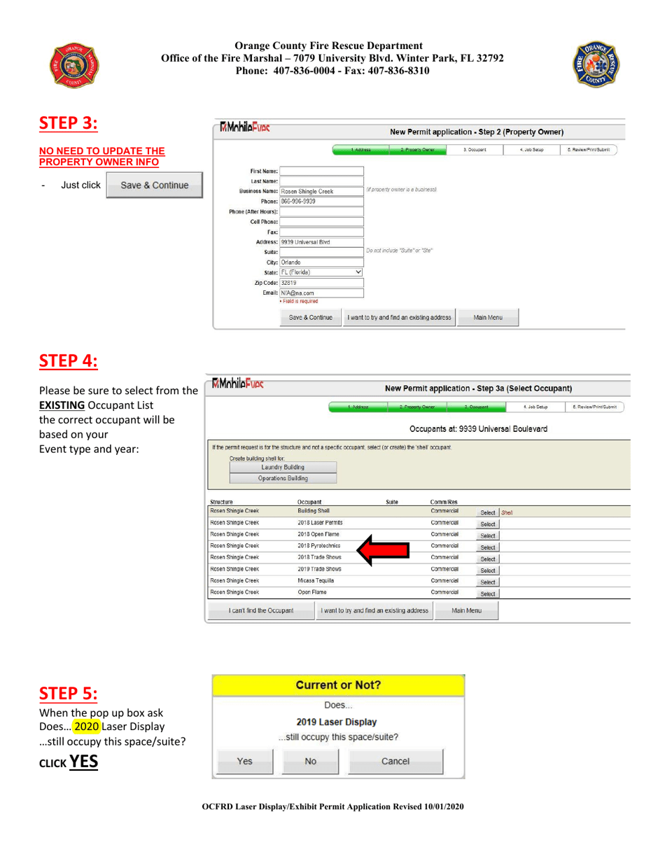 Permit Application for Laser Display / Exhibit - Orange County, Florida, Page 2