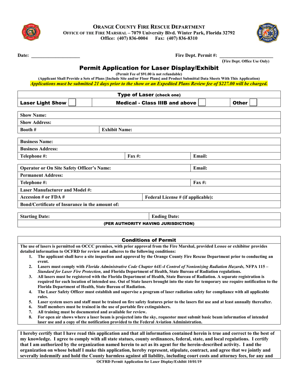Permit Application for Laser Display / Exhibit - Orange County, Florida, Page 4
