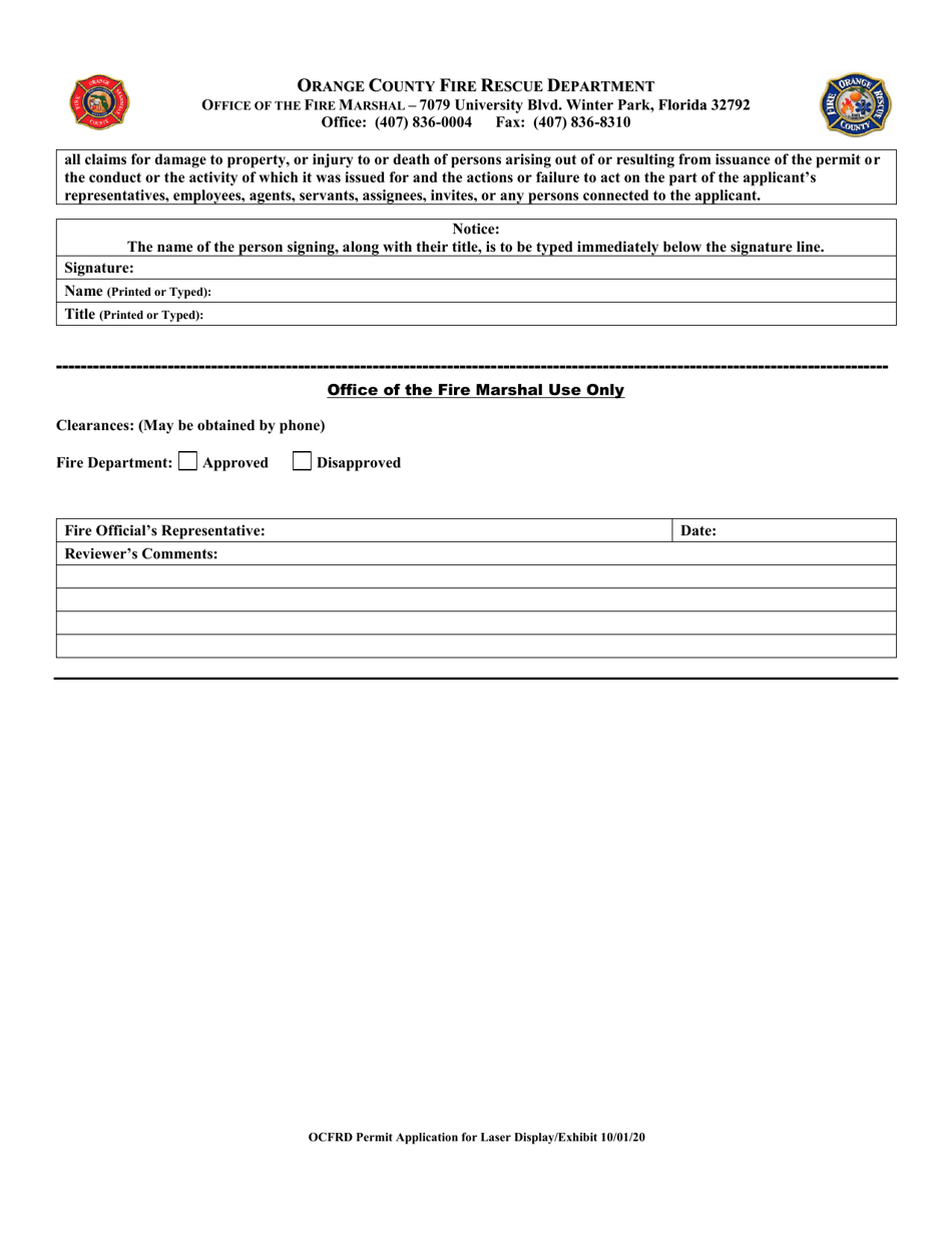 Permit Application for Laser Display / Exhibit - Orange County, Florida, Page 5