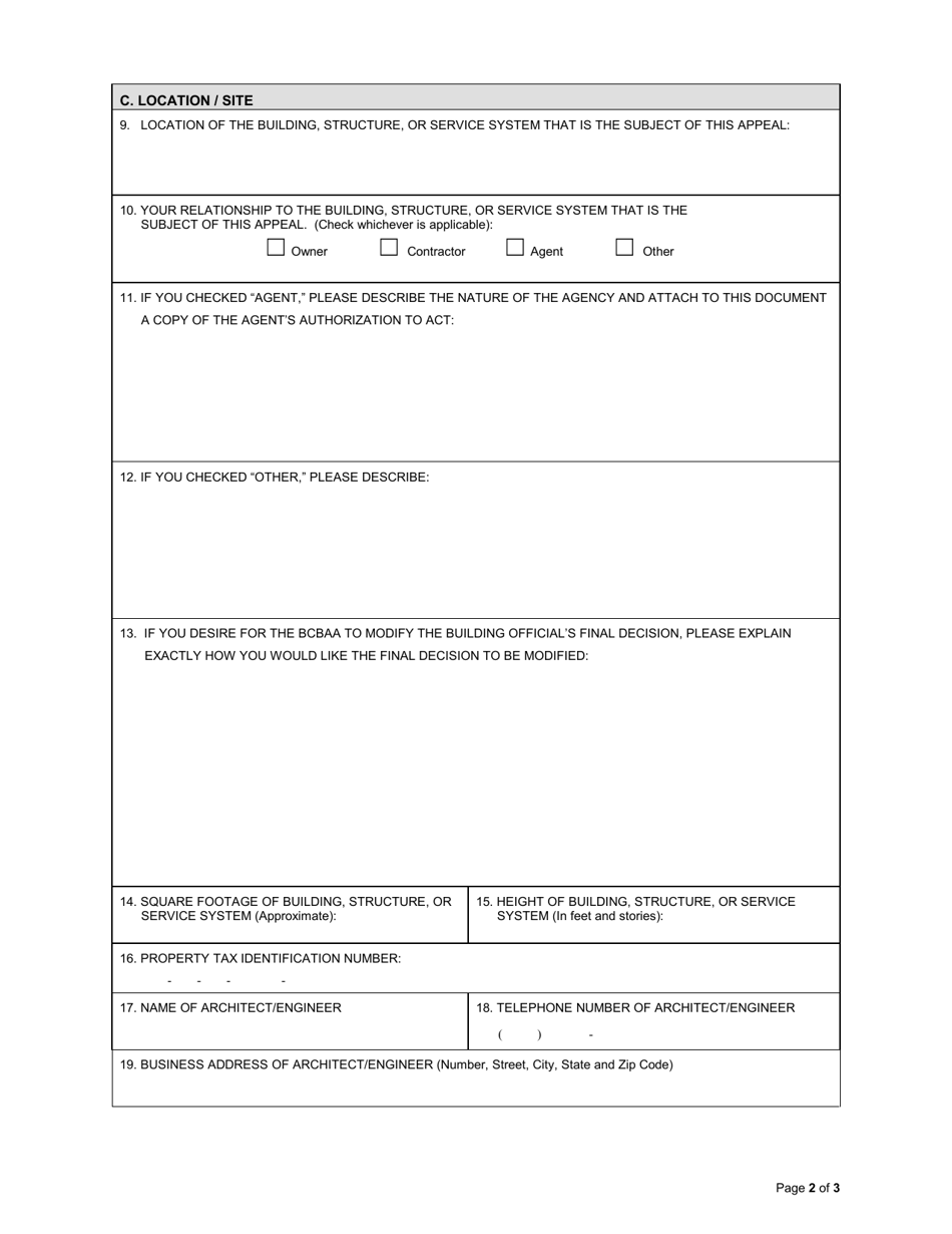 Form 99-3 Appeal From Final Decision of Building Official - Orange County, Florida, Page 3
