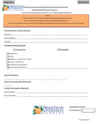 Document preview: Public Records & Research Request - Orange County, Florida