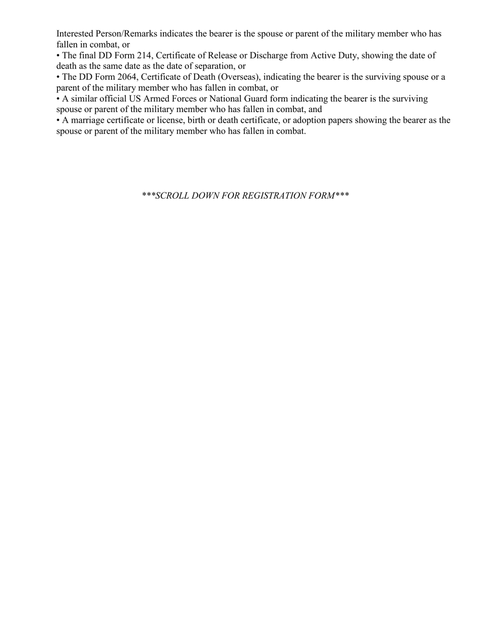 Lifetime Entrance Pass Registration Form - Orange County, Florida, Page 2