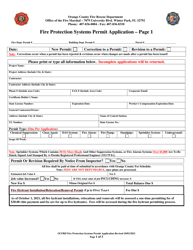 Fire Protection Systems Permit Application - Orange County, Florida, Page 2