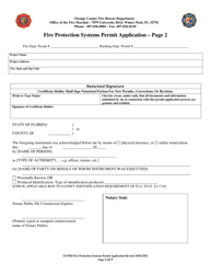 Fire Protection Systems Permit Application - Orange County, Florida, Page 3