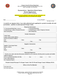 Sparklers Retail Sales Permit Application - Orange County, Florida, Page 2