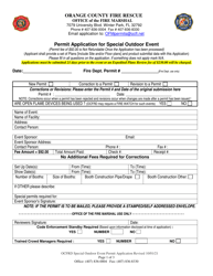 Permit Application for Special Outdoor Event - Orange County, Florida