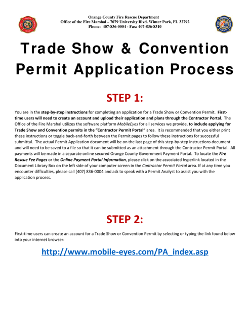 Permit Application for Trade Shows & Conventions - Orange County, Florida Download Pdf