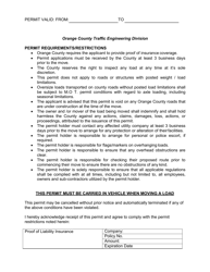 Permit Application for Moving Oversize Loads on County Roads - Orange County, Florida, Page 2