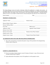 Document preview: Application - Dog Friendly Dining Permit - Orange County, Florida