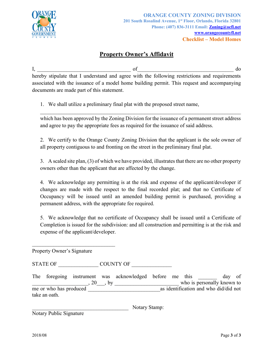 Checklist - Model Homes - Orange County, Florida, Page 3