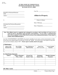 Form DR602B Affidavit of Property - Butler County, Ohio
